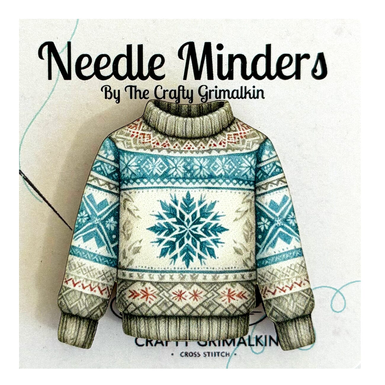 Nordic Sweater Wooden Needle Minder Accessories The Crafty Grimalkin  - 1