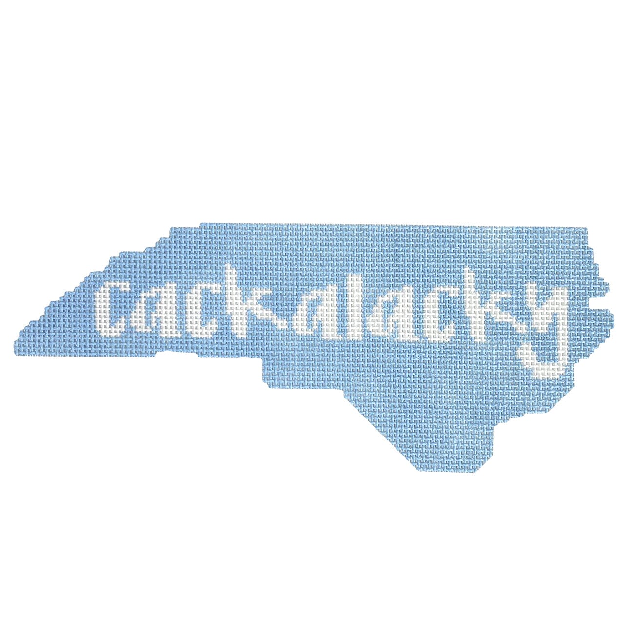 North Cackalacky, Carolina Blue & White Painted Canvas Evergreen Needlepoint  - 1