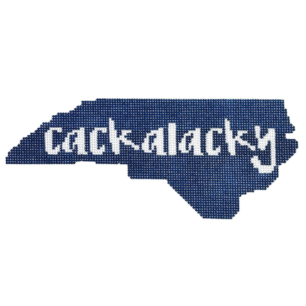 North Cackalacky, Dark Blue & White Painted Canvas Evergreen Needlepoint  - 1