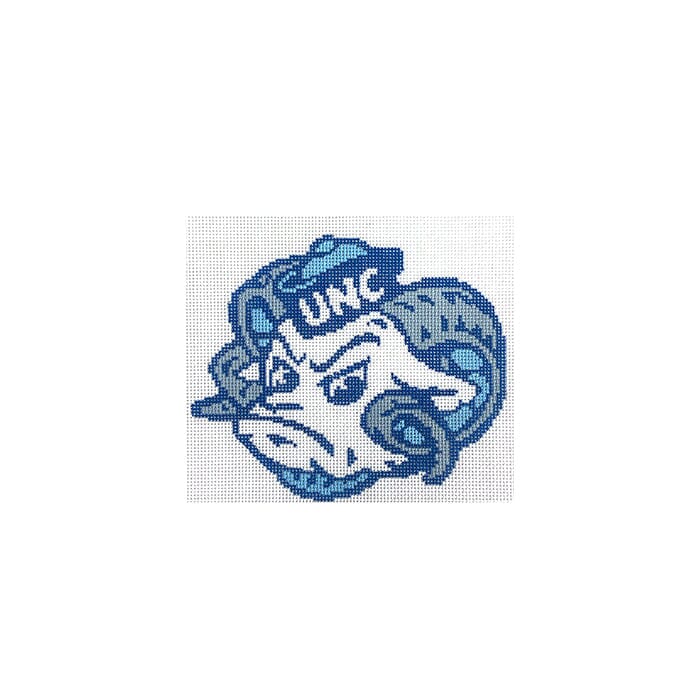 North Carolina UNC Ram Mascot 6x6 Painted Canvas Needlepoint by Laura 
