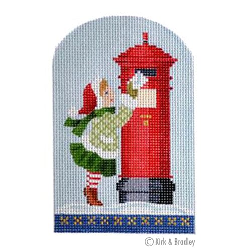 North Pole   Girl Posting Letter Painted Canvas Kirk & Bradley  - 1