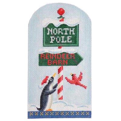North Pole   Penguin & Sign Painted Canvas Kirk & Bradley 
