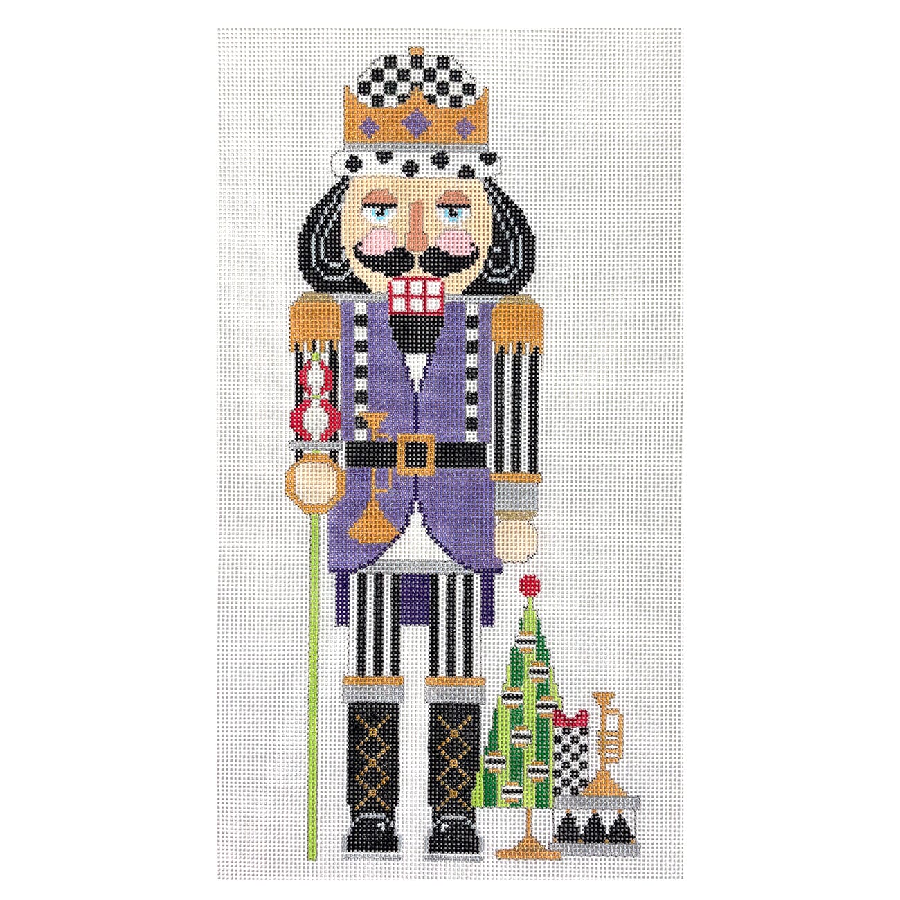 Nutcracker   Black, White and Purple Music Painted Canvas The Meredith Collection  - 1