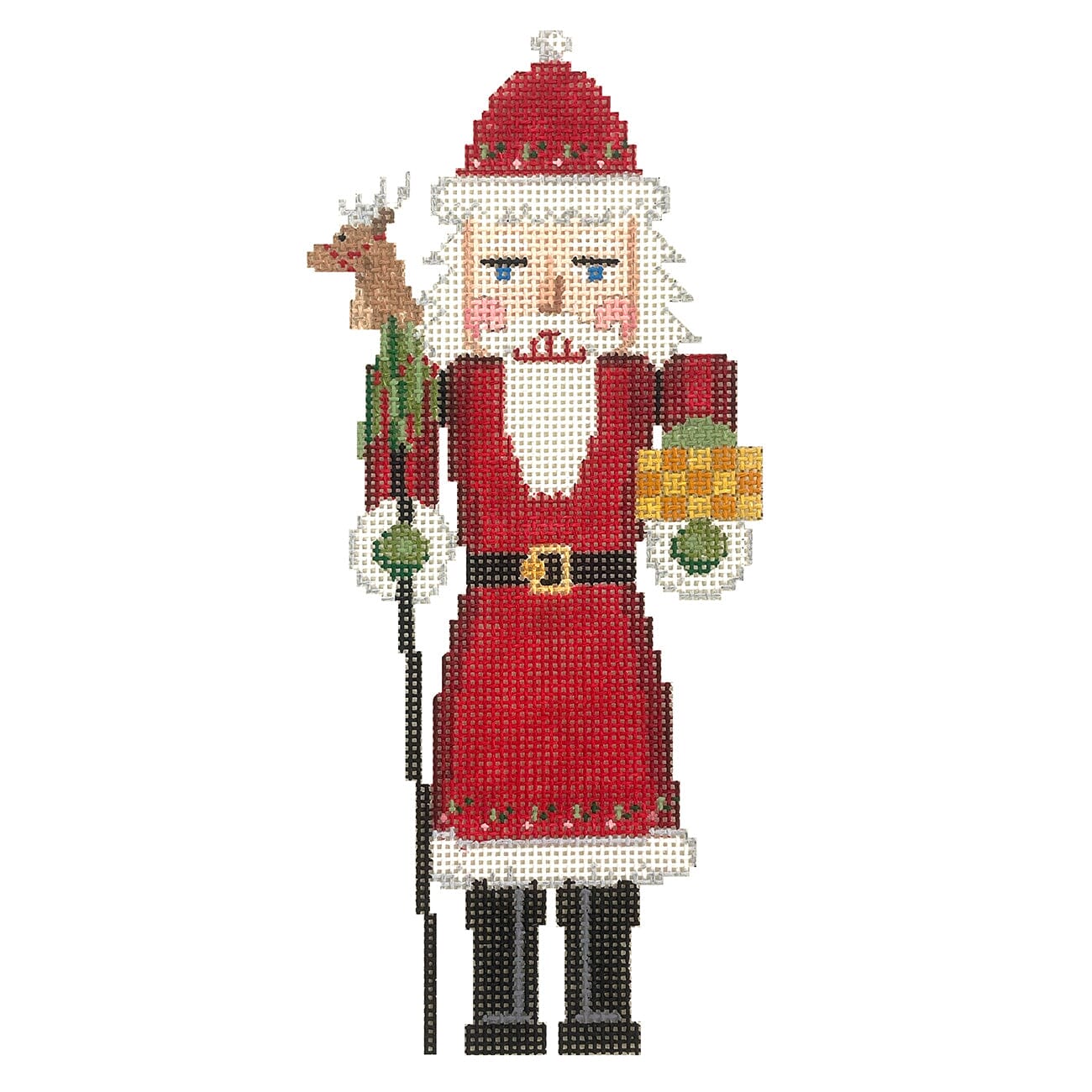 Nutcracker, Reindeer Santa with Present Painted Canvas Susan Roberts Needlepoint Designs Inc.  - 1