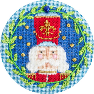 Nutcracker Round Canvas   Franz with Stitch Guide Printed Canvas Needlepoint To Go 
