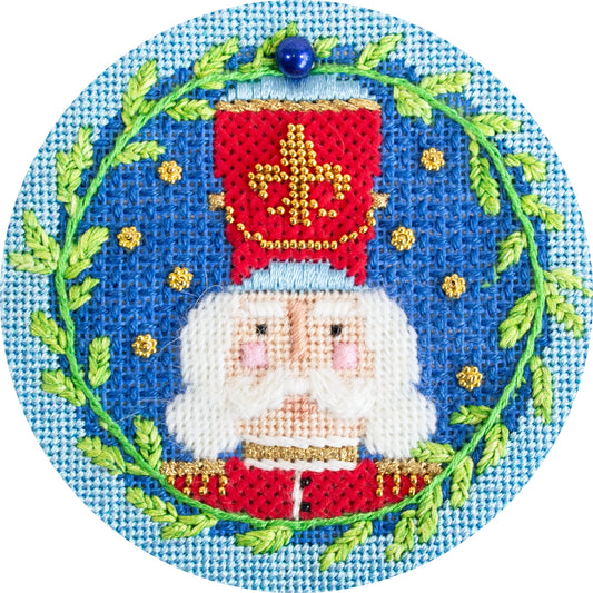 Nutcracker Round Canvas - Franz with Stitch Guide Printed Canvas Needlepoint To Go 