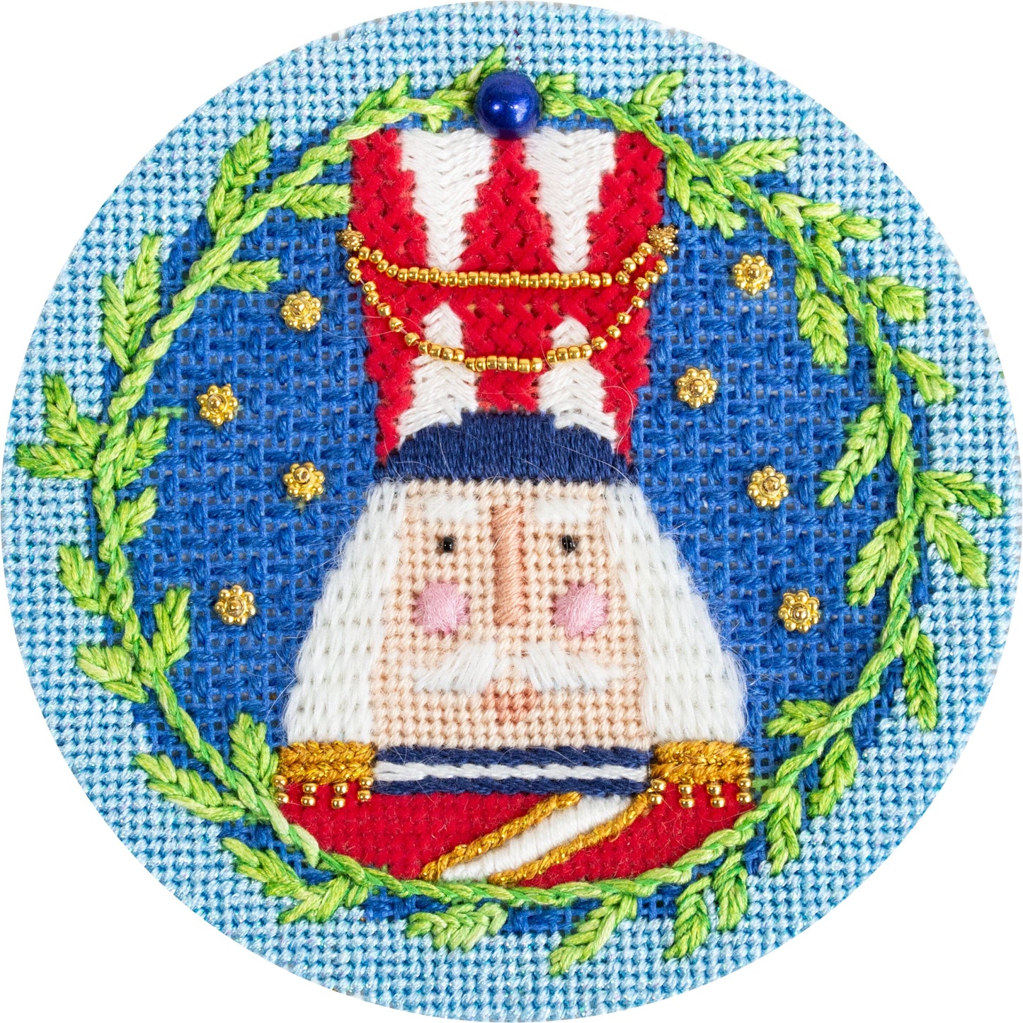 Nutcracker Round Canvas - Johann with Stitch Guide Printed Canvas Needlepoint To Go 