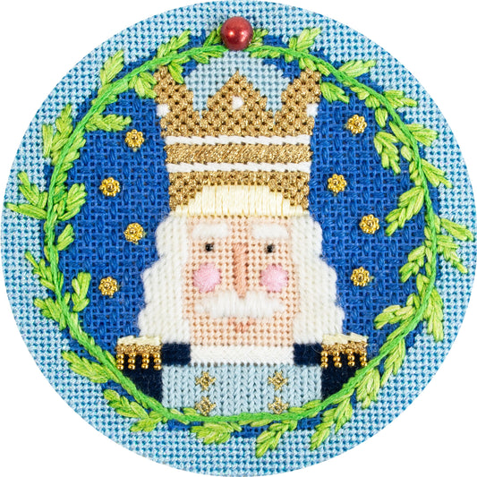 Nutcracker Round Canvas - Ludwig with Stitch Guide Printed Canvas Needlepoint To Go 