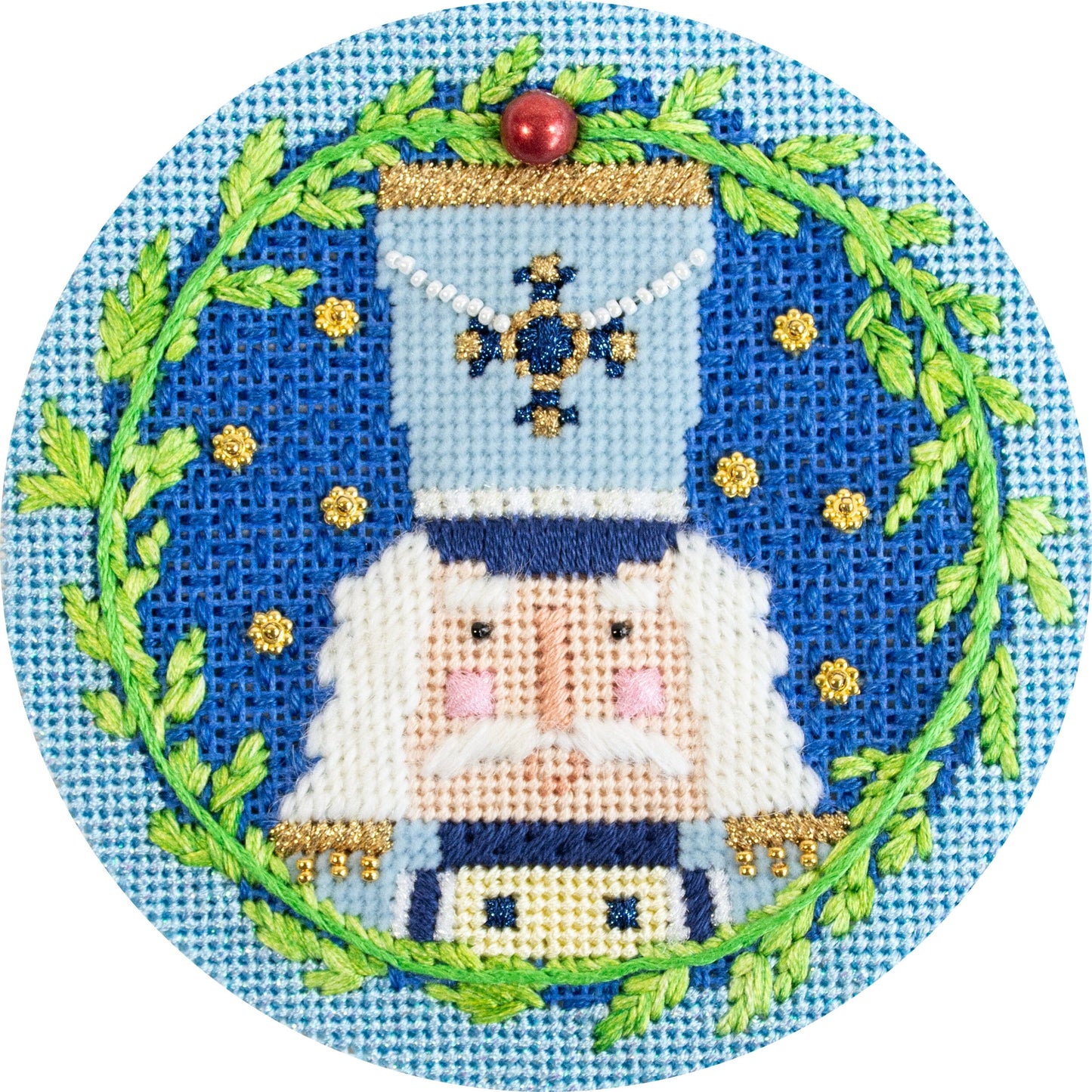 Nutcracker Round Canvas - Otto with Stitch Guide Printed Canvas Needlepoint To Go 