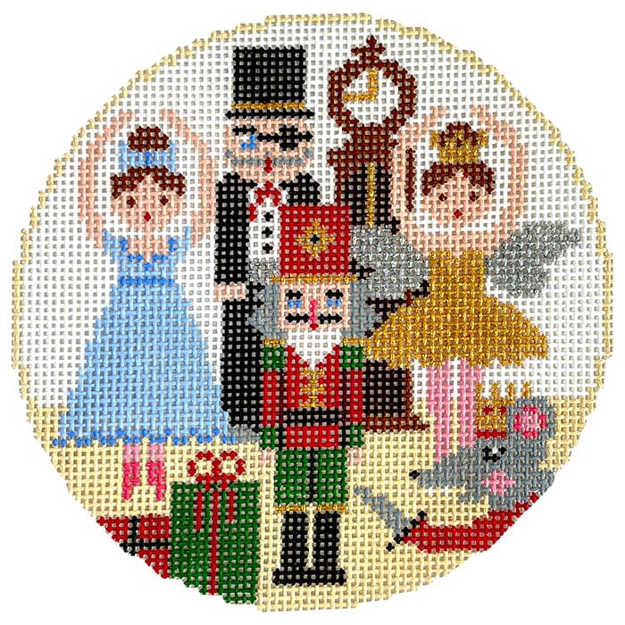 Nutcracker Round Ornament Painted Canvas Doolittle Stitchery 