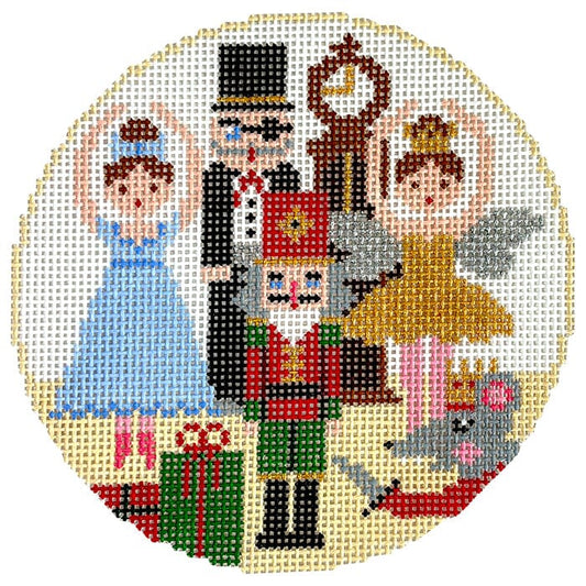 Nutcracker Round Ornament Painted Canvas Doolittle Stitchery 