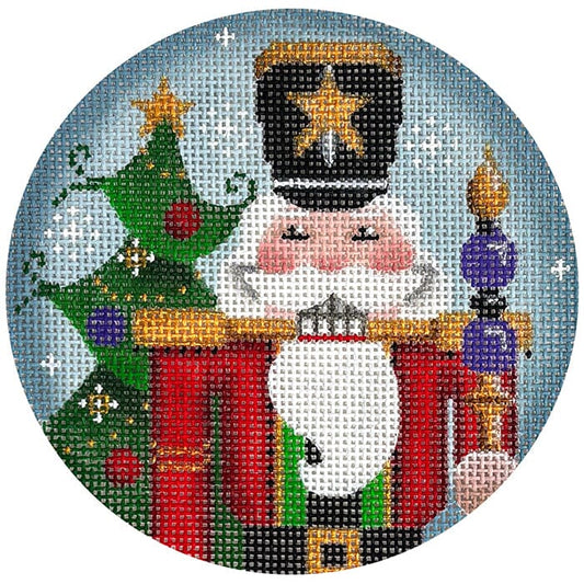 Nutcracker Snowy Round Painted Canvas Rebecca Wood Designs 