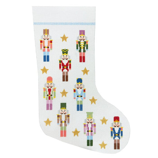 Nutcracker Stocking on White Painted Canvas Coco Frank Studio 