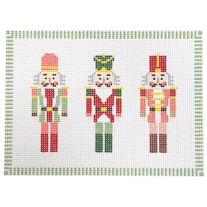 Nutcracker Trio w/Green Border Painted Canvas Coco Frank Studio  - 1