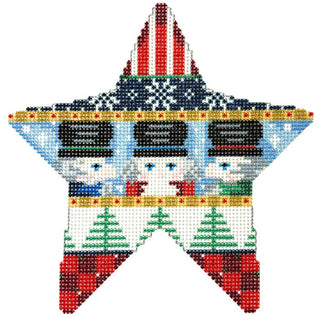 Nutcracker/Snowflakes Star Printed Canvas Two Sisters Needlepoint 
