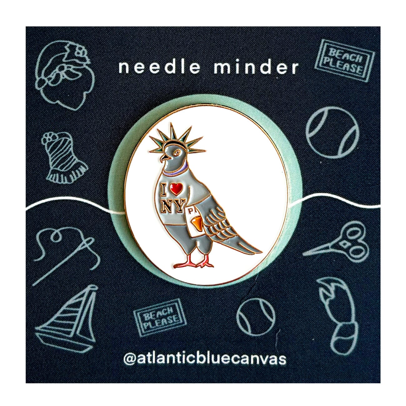 NYC Pigeon Needleminder Accessories Atlantic Blue Canvas  - 1
