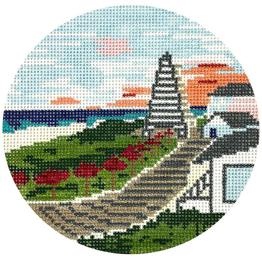 Obelisk at Sunset Round Painted Canvas KCN Designers 