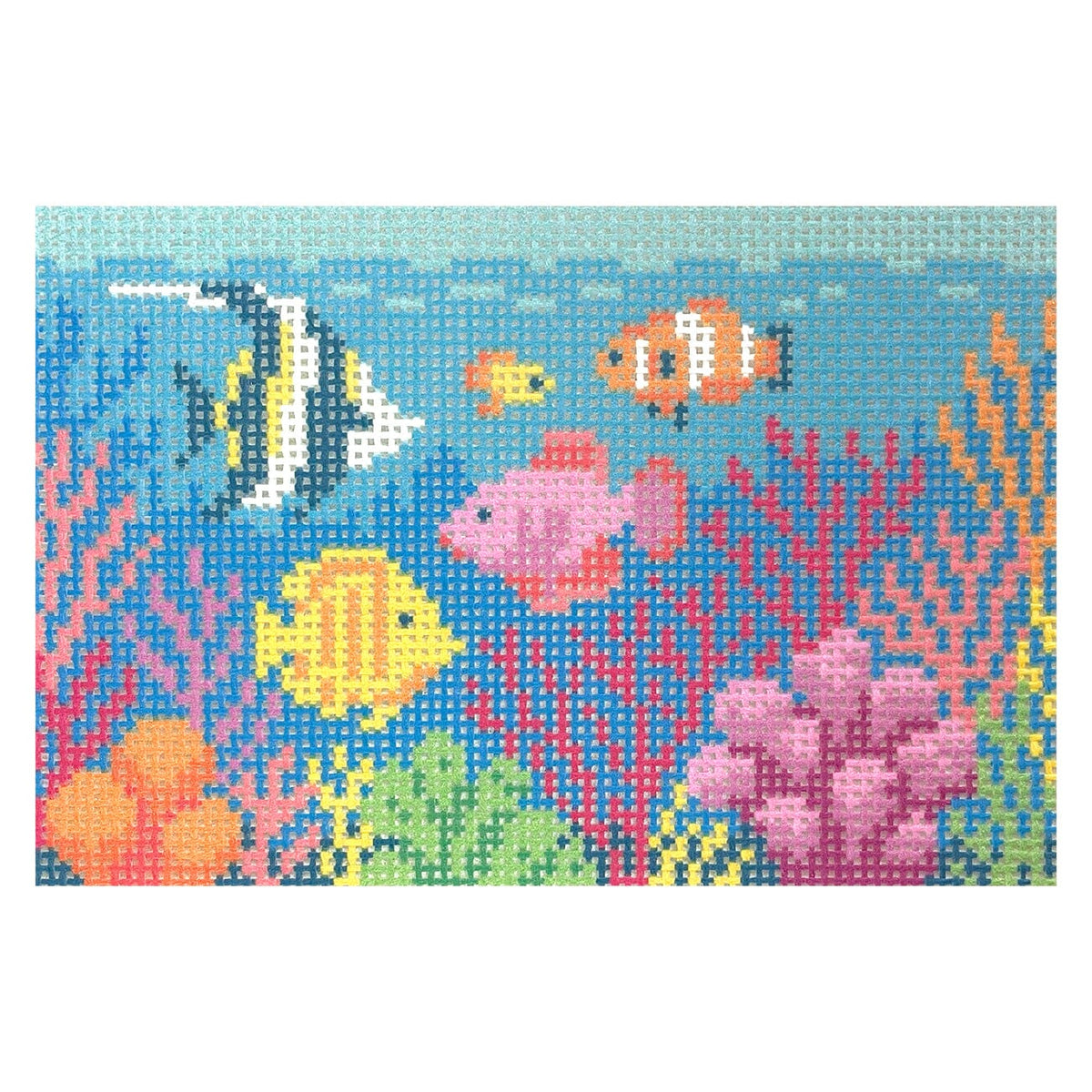 Ocean Aquarium Painted Canvas Lucky Lotus Needlepoint  - 1