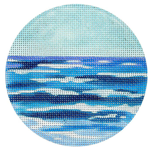 Ocean Scene 4" Round Painted Canvas Colors of Praise 