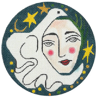 Ode to Picasso Round Atlantic Blue Canvas 
