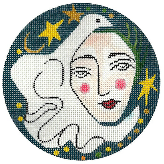 Ode to Picasso Round Atlantic Blue Canvas 
