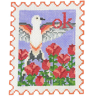 Oklahoma State Bird & Flower Stamp Painted Canvas Wipstitch Needleworks 
