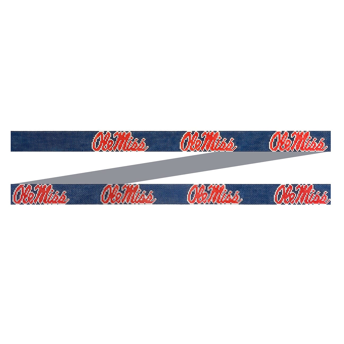 Ole Miss Script Belt on Navy Painted Canvas Elm Tree Needlepoint  - 1