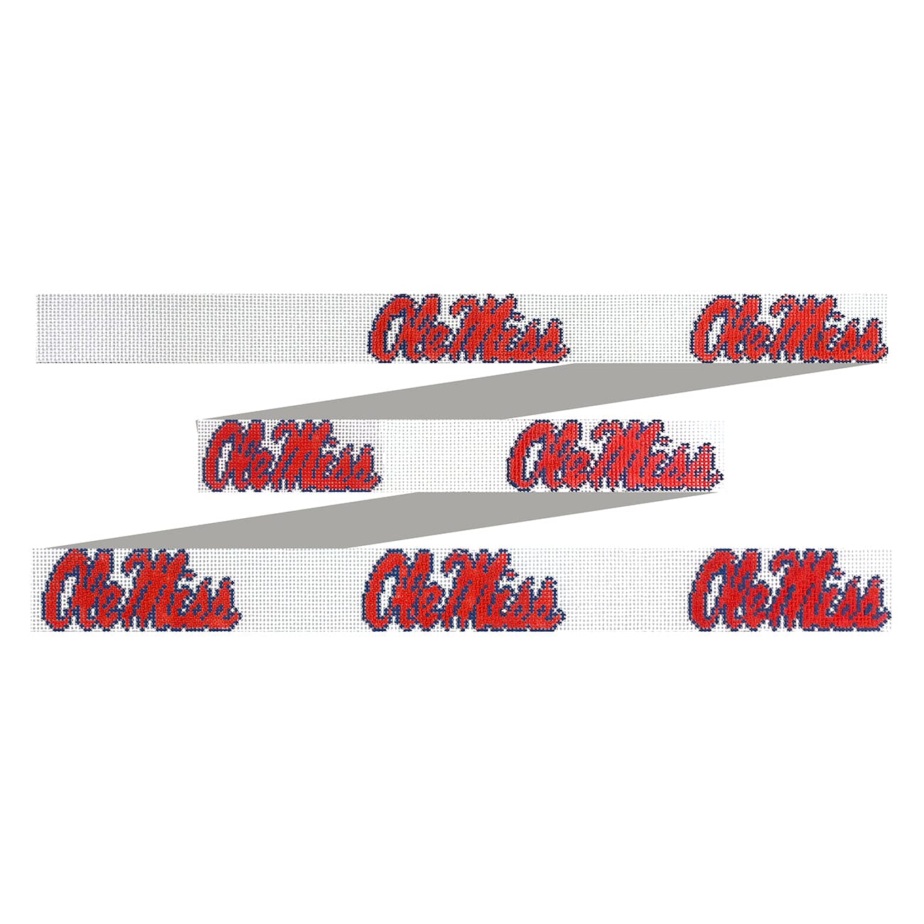 Ole Miss Script Belt on White Painted Canvas Elm Tree Needlepoint  - 1