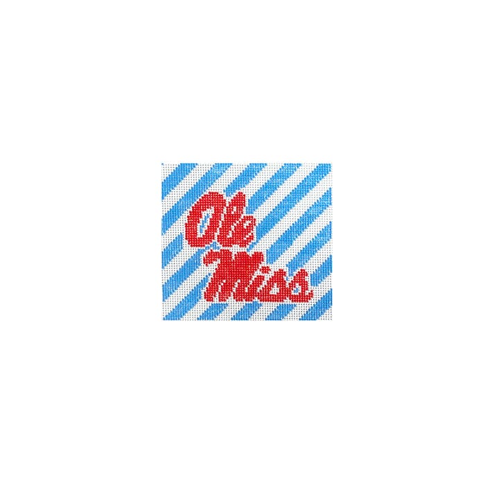 Ole Miss Stripe 4x4 Painted Canvas Needlepoint by Laura 
