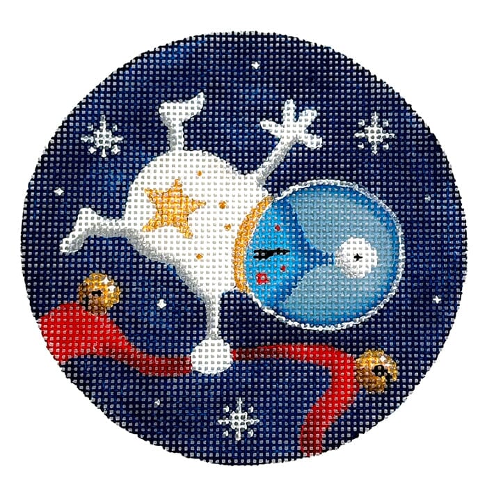ON Blue Alien Round Painted Canvas Rebecca Wood Designs 
