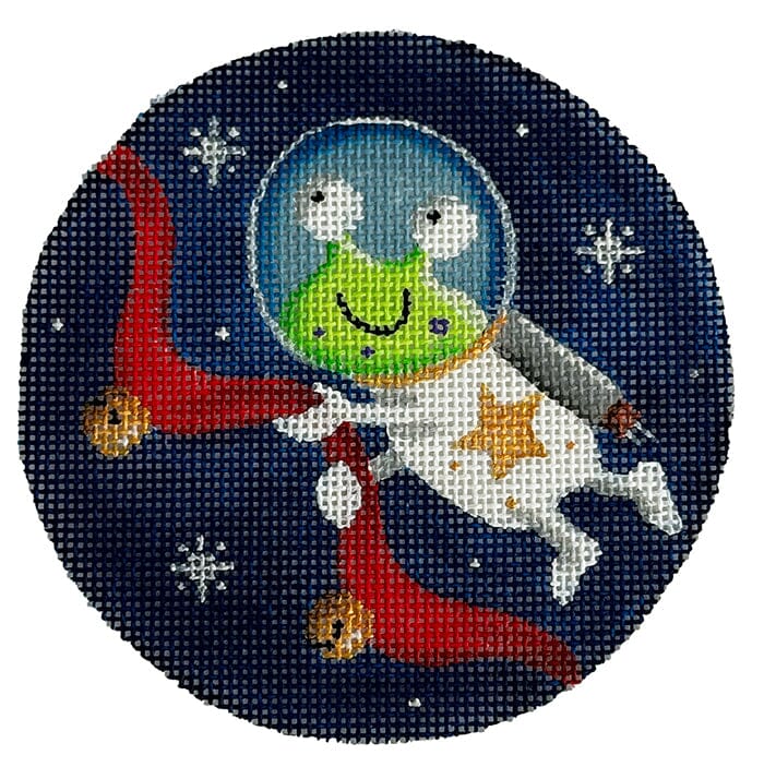 ON Smiley Alien Round Painted Canvas Rebecca Wood Designs 
