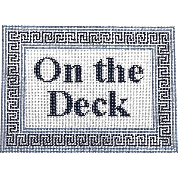 On the Deck with Greek Key Band Painted Canvas Ann Kaye Studio 