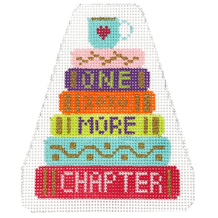 One More Chapter Book Stack Painted Canvas Stitch Rock Designs 