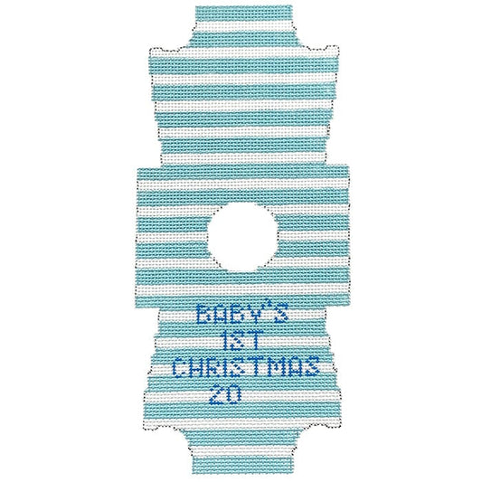 Onesie Baby Blue Ornament Painted Canvas Kimberly Ann Needlepoint 