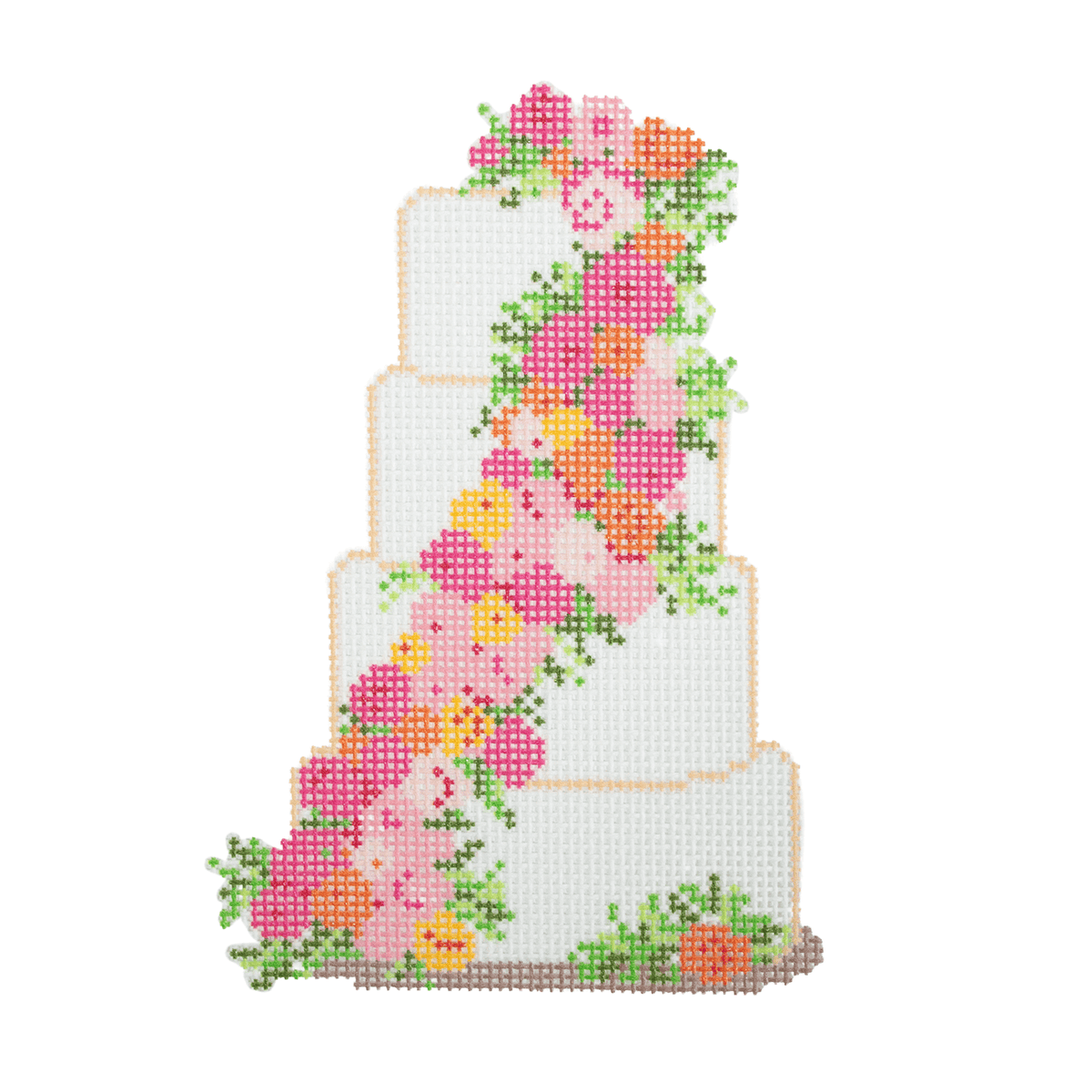 Orange and Pink Flowers Wedding Cake Printed Canvas Nash & Daughters  - 1