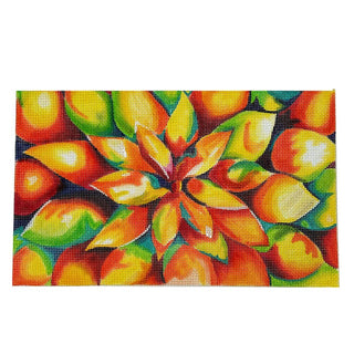 Orange Blossom Sunburst Painted Canvas Oasis Needlepoint 
