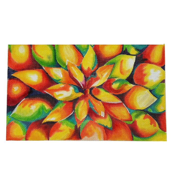 Orange Blossom Sunburst Painted Canvas Oasis Needlepoint 

