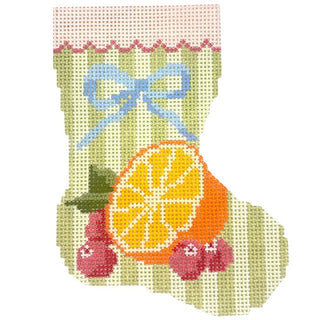Orange & Cranberry Bow Mini Stocking Painted Canvas Atlantic Blue Canvas 
