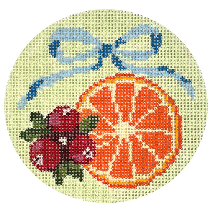 Orange & Cranberry Bow Round Painted Canvas Atlantic Blue Canvas 