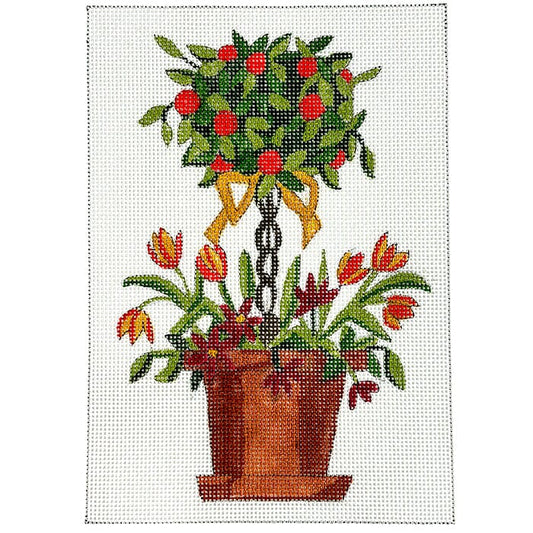 Orange Topiary Painted Canvas Alice Peterson Company 