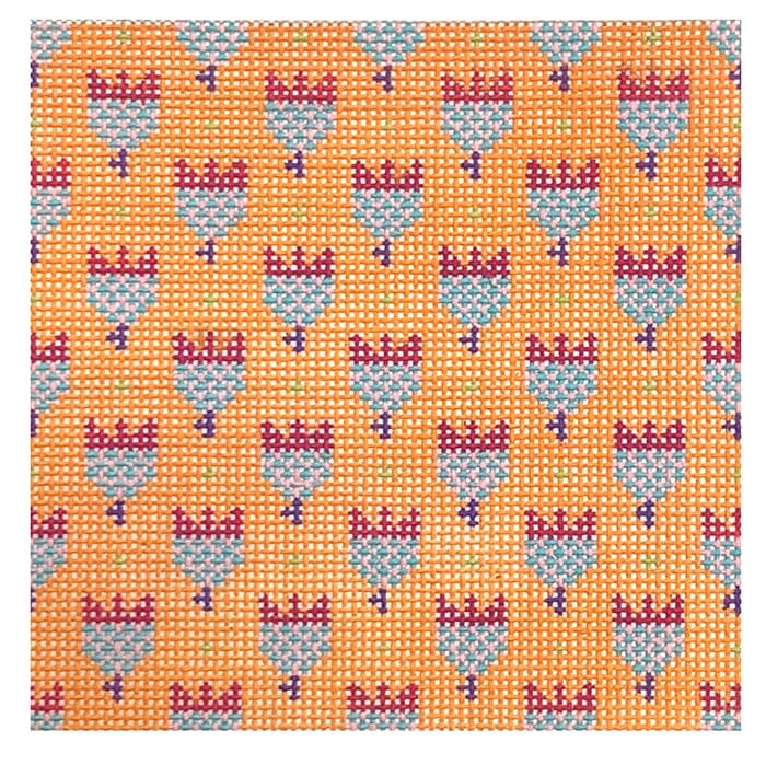Orange Tulips 4" Painted Canvas Stitch Rock Designs  - 1