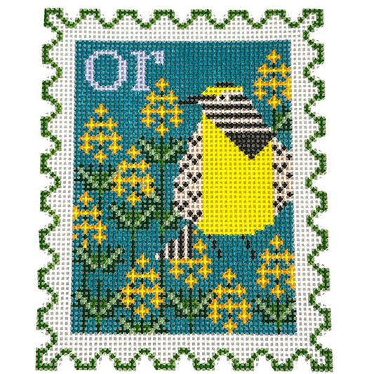 Oregon State Bird & Flower Stamp Painted Canvas Wipstitch Needleworks 