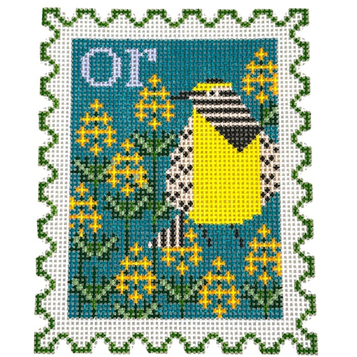Oregon State Bird & Flower Stamp Painted Canvas Wipstitch Needleworks  - 1