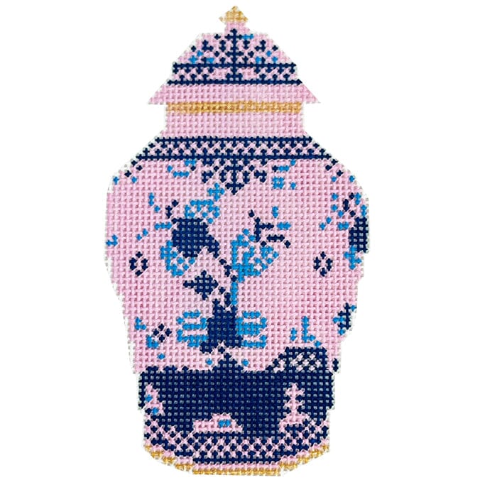 Oriente Italiano Ginger Jar Painted Canvas The Gingham Stitchery  - 1