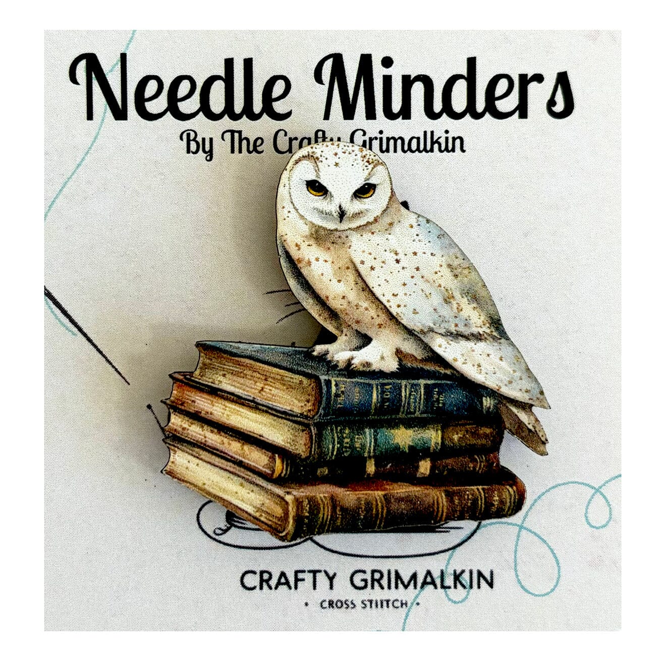 Owl on Books Wooden Needle Minder Accessories The Crafty Grimalkin  - 1