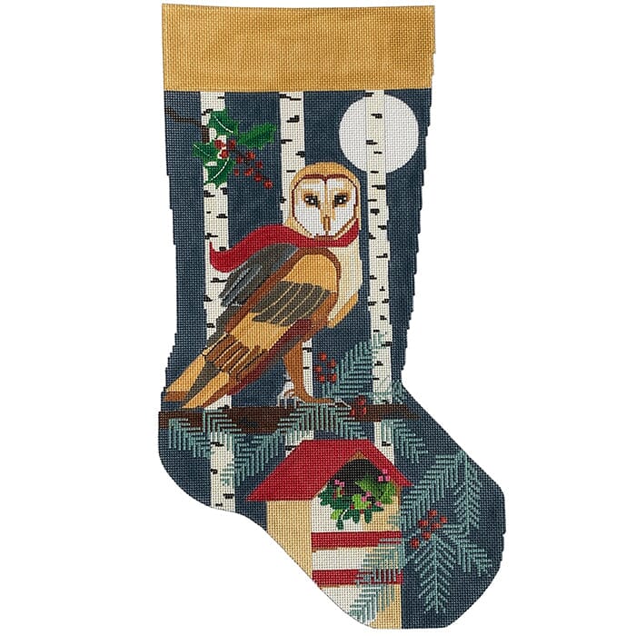 Owl Stocking Painted Canvas Melissa Prince Designs 