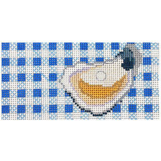 Oyster on Blue Gingham 3x6 Painted Canvas The Salty Stitcher 
