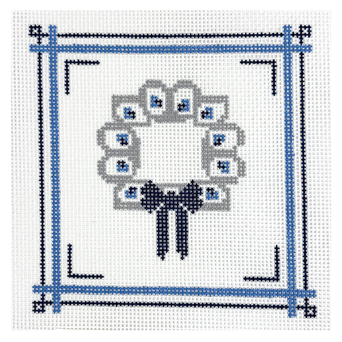 Oyster Wreath 4x4 Painted Canvas Frances Mary Needlepoint  - 1