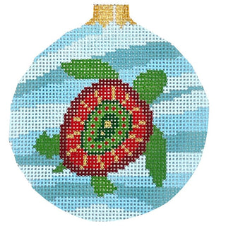 Painted Turtle,3.25" Round Painted Canvas Susan Roberts Needlepoint Designs Inc. 
