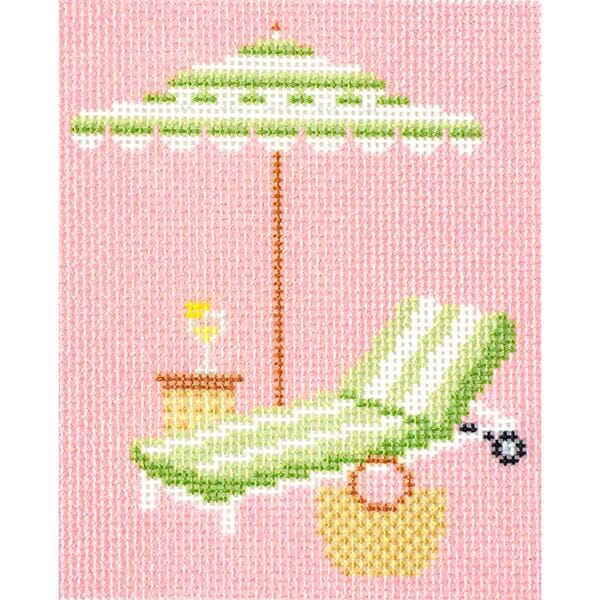 Palm Beach Chaise Canvas with Stitch Guide Printed Canvas Needlepoint To Go  - 1